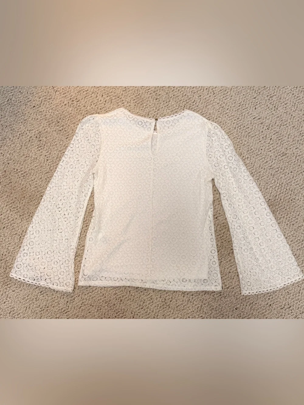 Banana Republic Ivory Floral Lace Bell Sleeve Blouse Boho Romantic Small